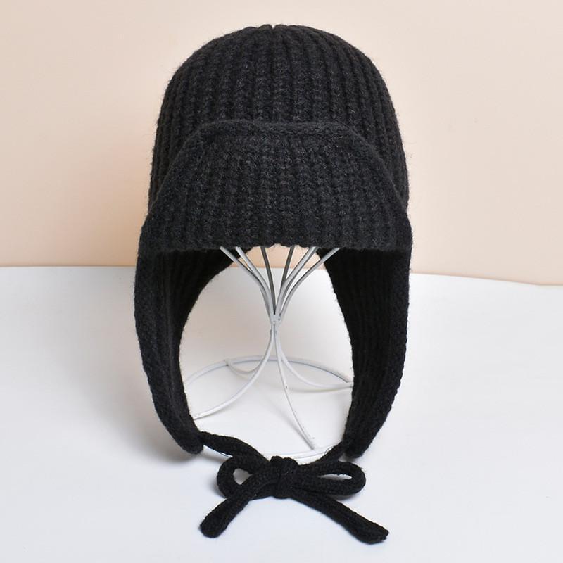 Knitted Winter Beanie Hat With Earmuffs For Women Outdoor Warmth And Windproof Protection