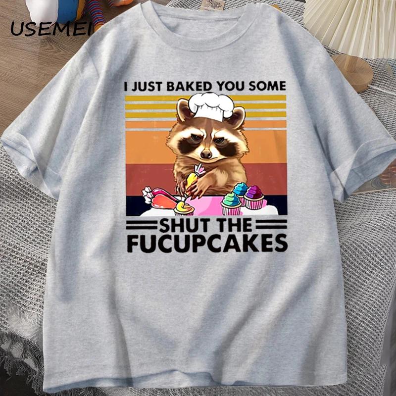 

Funny T Shirt Men Cute Raccoon Bake I Just Baked You T-shirt Cotton Summer Short Sleeve Oversize Tshirt Casual Streetwear Tops 4XL