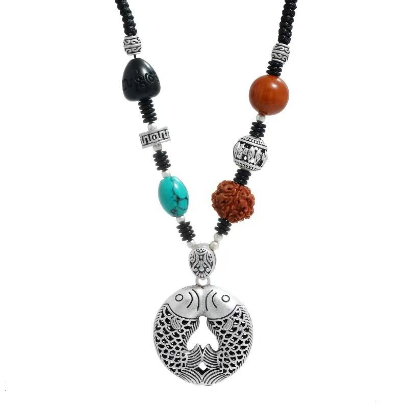 Retro Diamant Bodhi Verstellbare Glücksbringende Schlüsselbeinkette Damen Silber Bernstein Halskette Pulloverkette