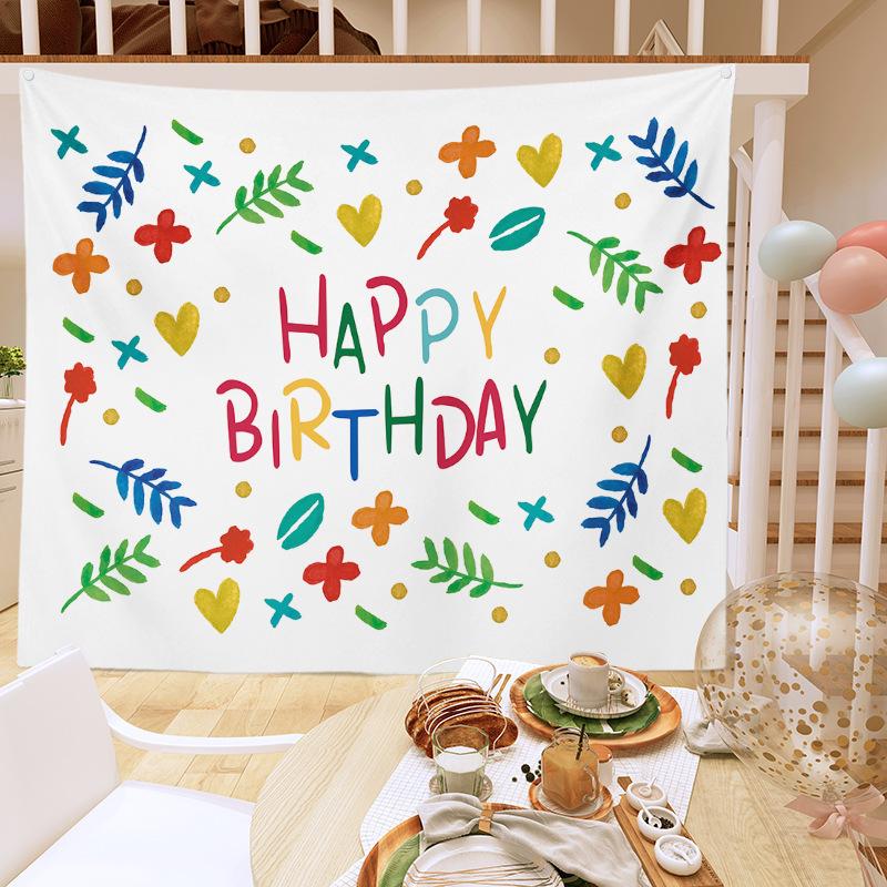 Birthday Party Decoration Tapestry Photo Background Cloth Ins Hanging Cloth Children's Meeting Scene Arrangement Background Wall Photo