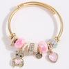 Versatile Metal Pendant Bracelet with Heart & Bear Charm