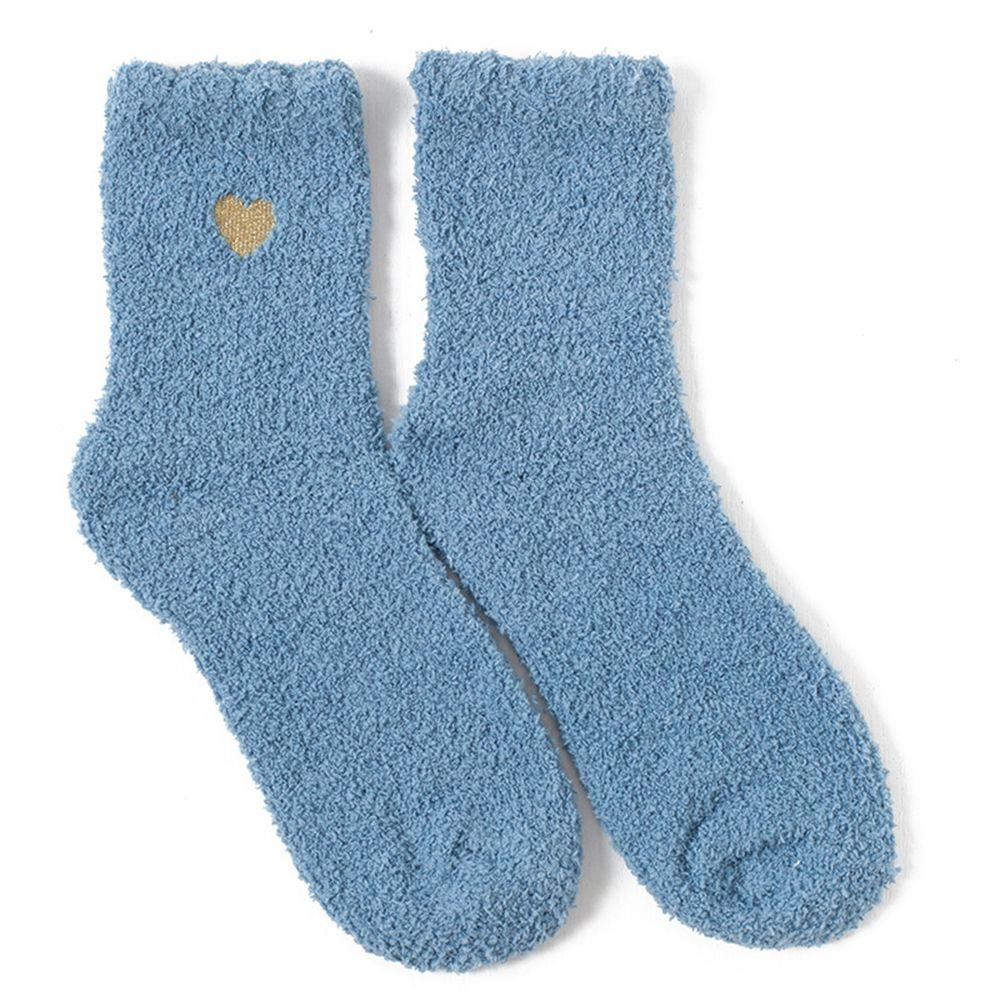 Color Sweet Girls Love Embroidery Coral Fleece Socks Female Hosiery Cute Floor Socks Mid-tube Socks