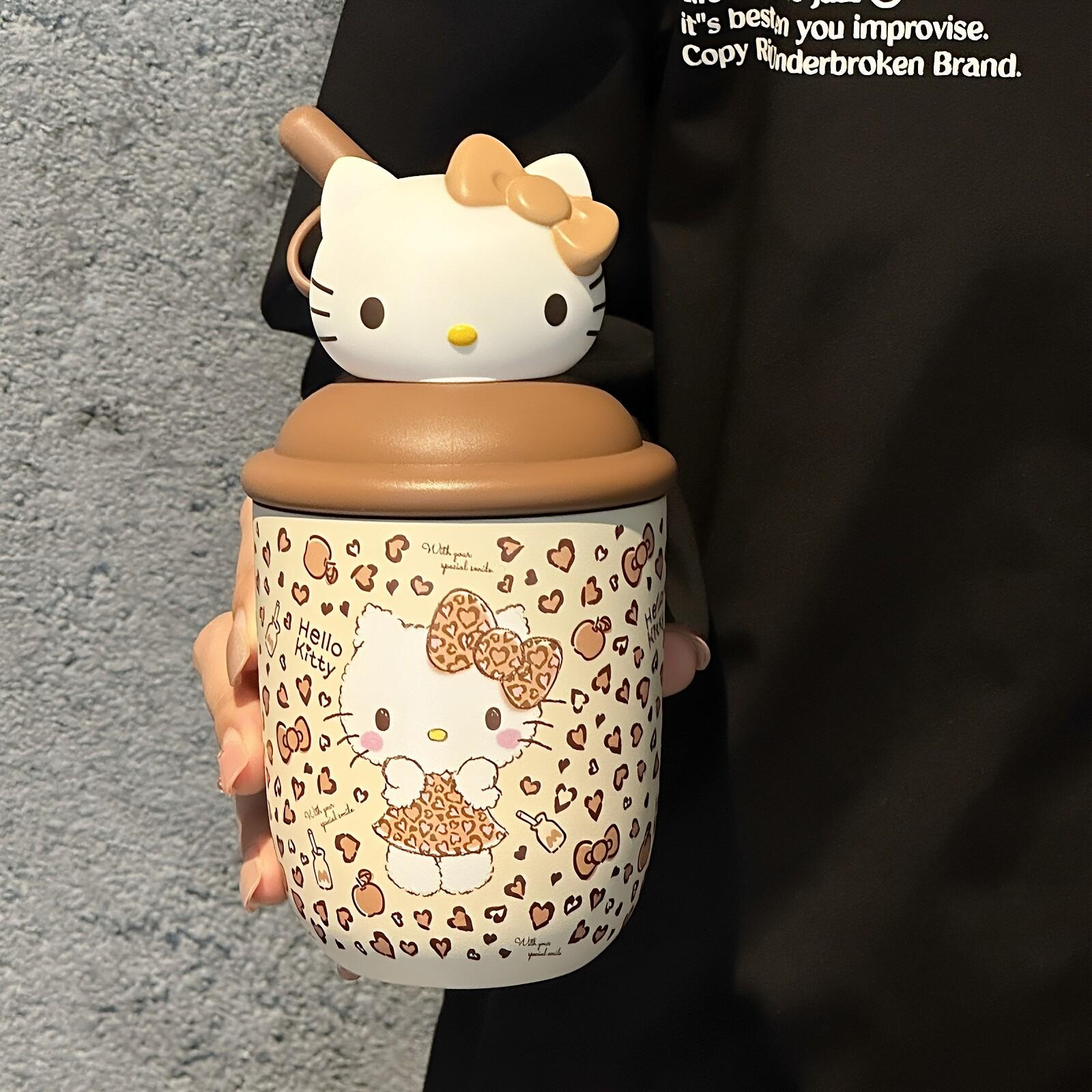 Оригинальная термокружка Sanrio с леопардовым принтом KT Binaluo из нержавеющей стали 316 для девочек Cup
