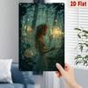 Metal Poster Forest Fairy with Light, Wall Art Decor for Living Room
