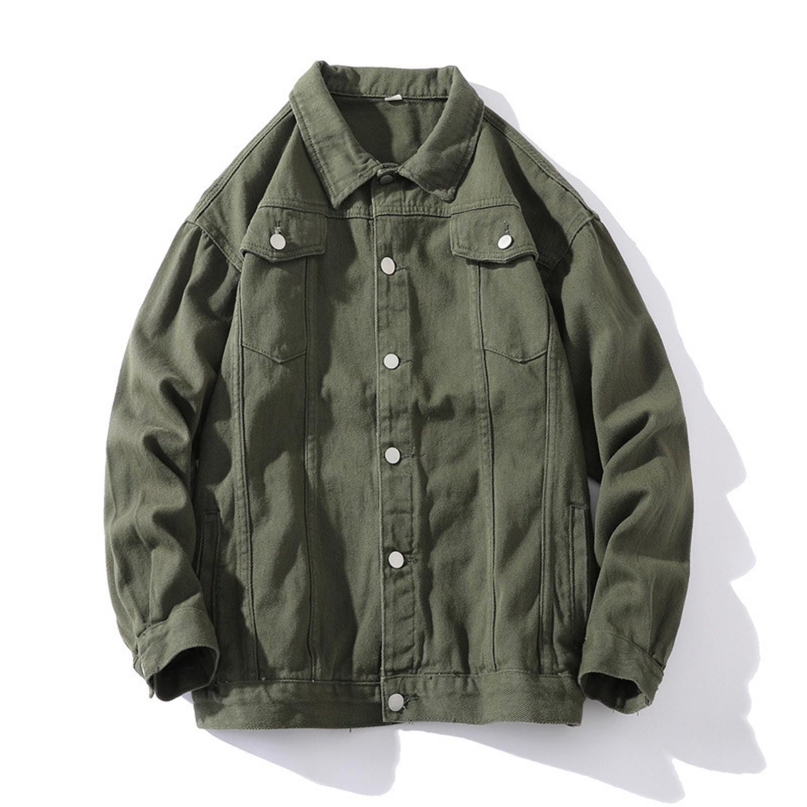 

Осенне-зимняя мужская куртка-поло на пуговицах, однотонная повседневная куртка XXL