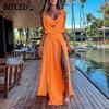 Women's Fashion Summer Spring Solid Color Print Sleeveless V-Neck Casual Dresses