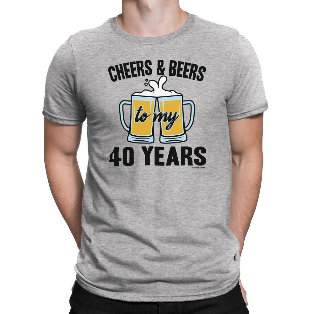 

Mens 40th Birthday T-Shirt CHEERS and BEERS to 40 Years Premium Quality XL