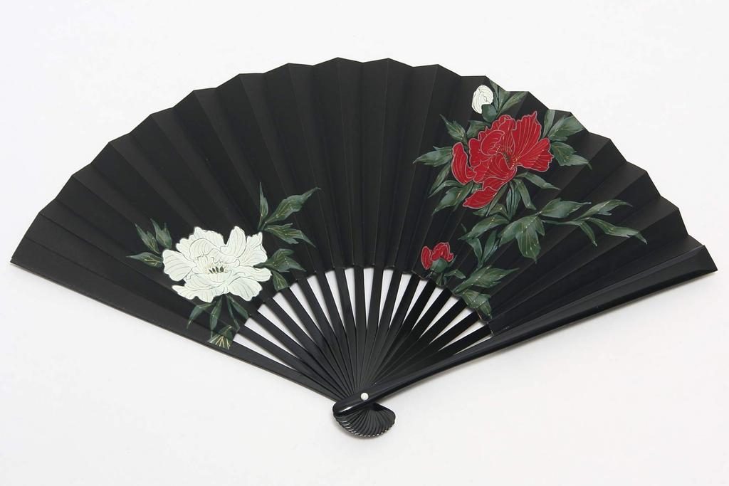 Hasegawa Women's Kyo-Fan (Sensu) with Pouch and Presentation Box, Made in Japan (Peony)