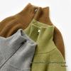 Women's European Style Pure Wool Turn-Down Collar Cashmere Cardigan with Double Zipper Knitwear.