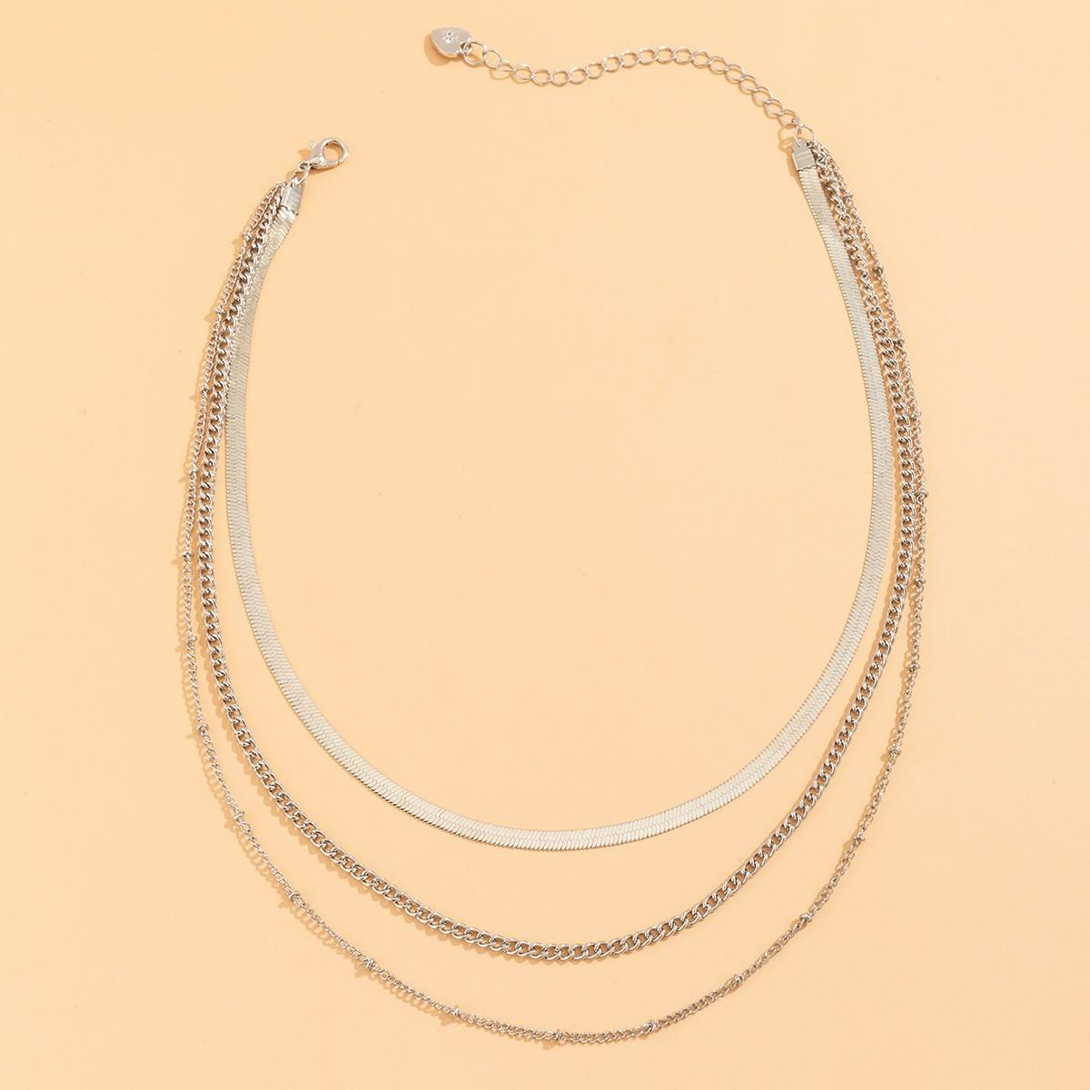 

Versatile stacked wearing hollow collarbone necklaces, personalized retro metal snake bone chains, multi-layer necklaces срібний