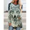 Western Aztec Ethnic 3D Print Langermede T-skjorter Bohemian Women Vintage Fashion T-skjorte Oversized Streetwear T-skjorter for kvinner Topper
