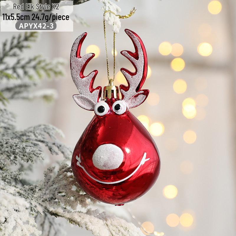 Gangheng Christmas Reindeer and Tree Ornaments - Plastic Hanging Decorations and Balls
