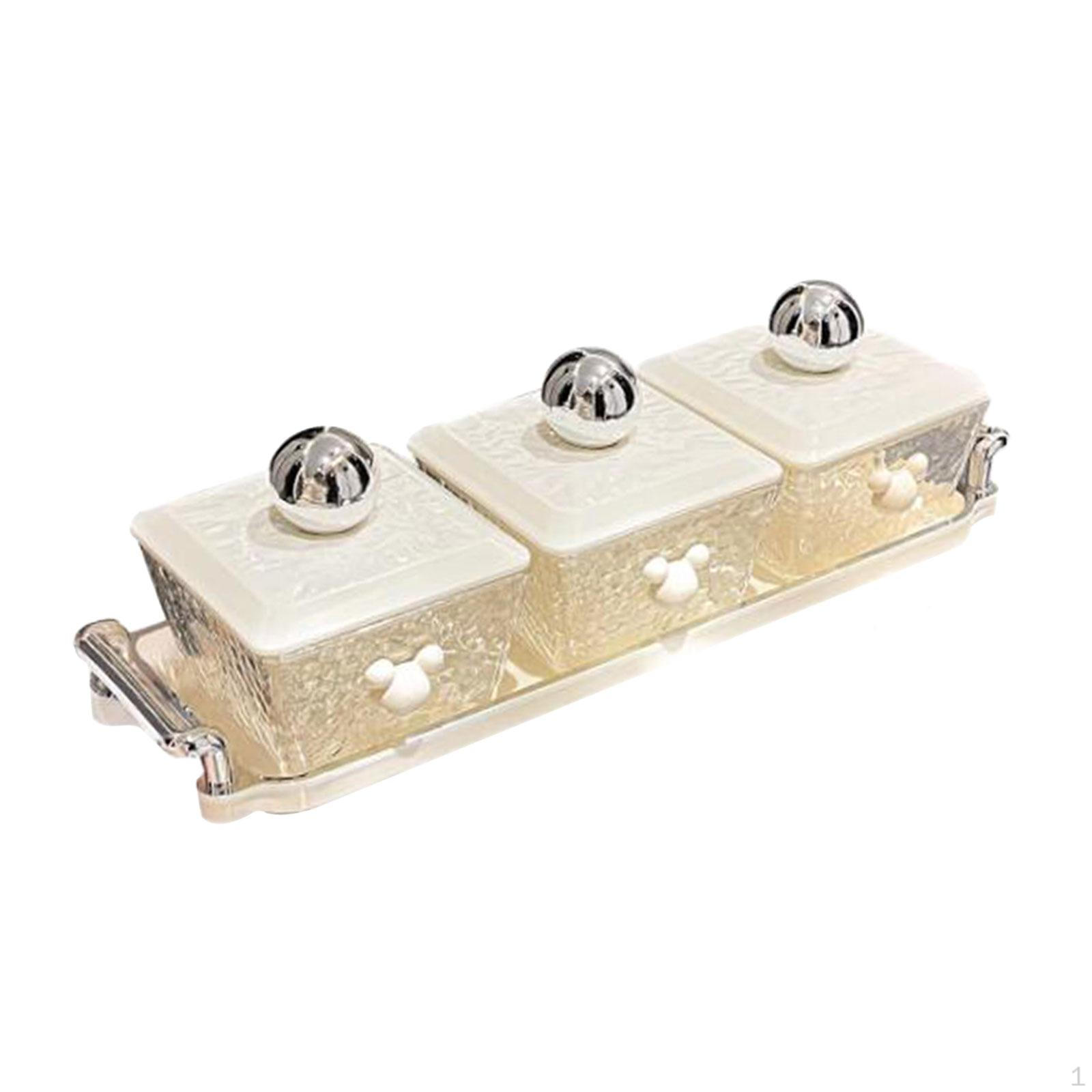 

Разделенные сервировочные миски, поднос для закусок, съемные миски для закусок с сухофруктами и крышками для 3 Compartment