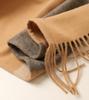 Women's Lambswool Mid-Length Color Block Shawl Cloak with Tassels