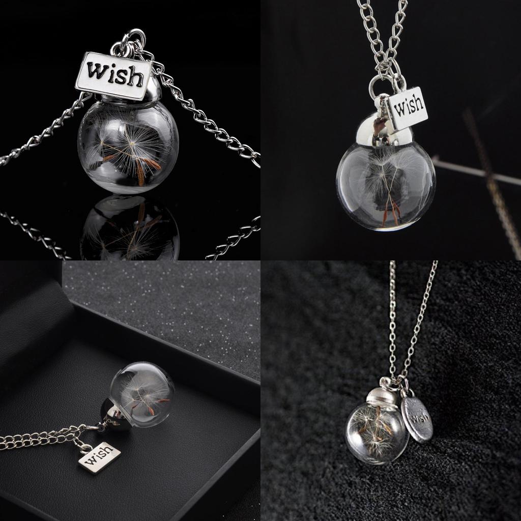 Stunning Geometric Style Crystal Glass Dome Diy Dandelion Necklace For Everyone