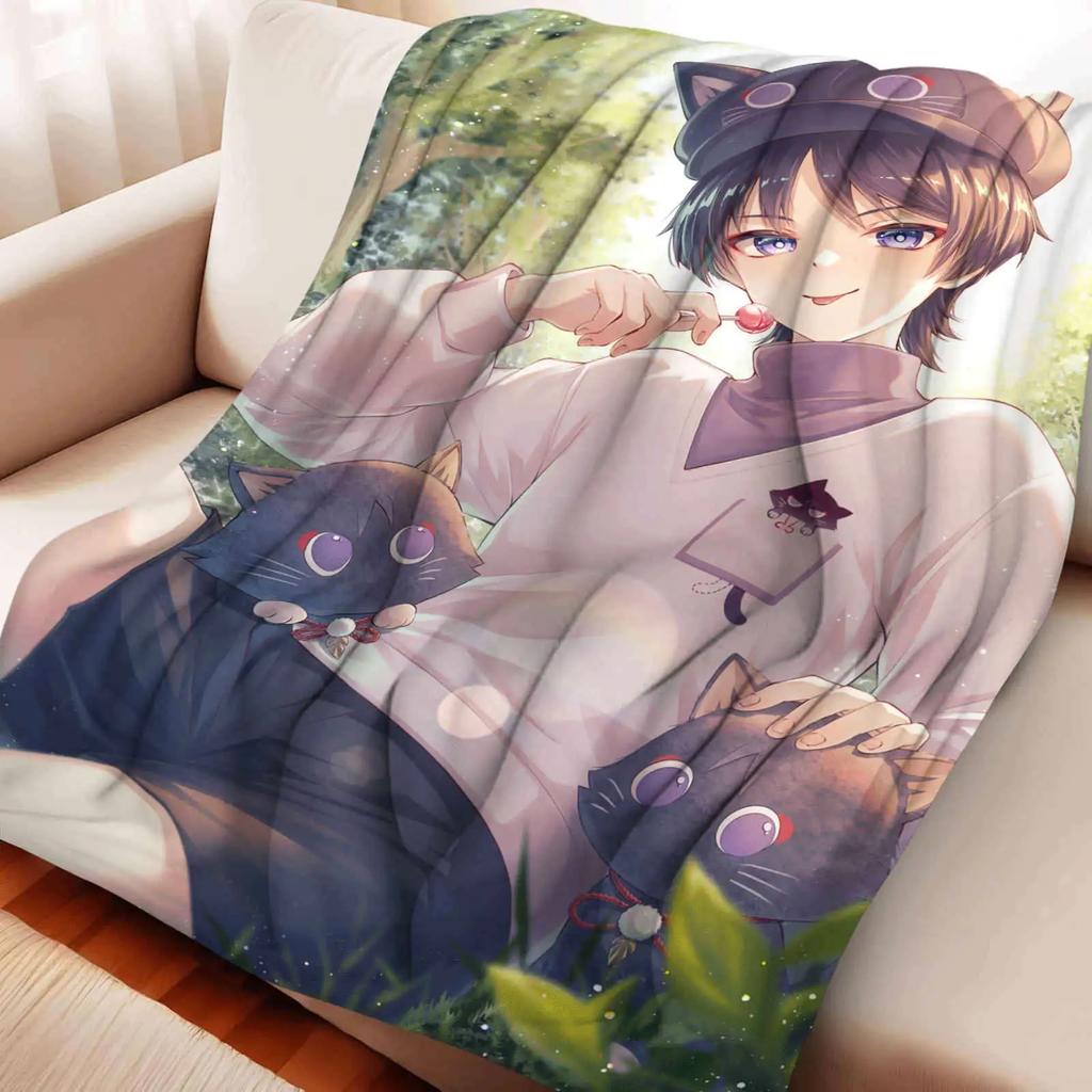 Genshin Impact Warm Flannel Throw Blanket for Home Decor Bedspread Trendy Street Style