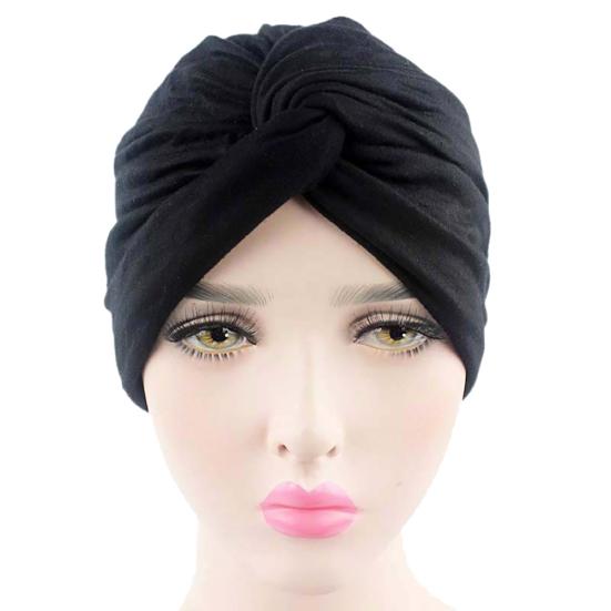 Solid Color Pleated Women Cancer Chemo Hat Beanie Turban Head Scarf Wrap Cap