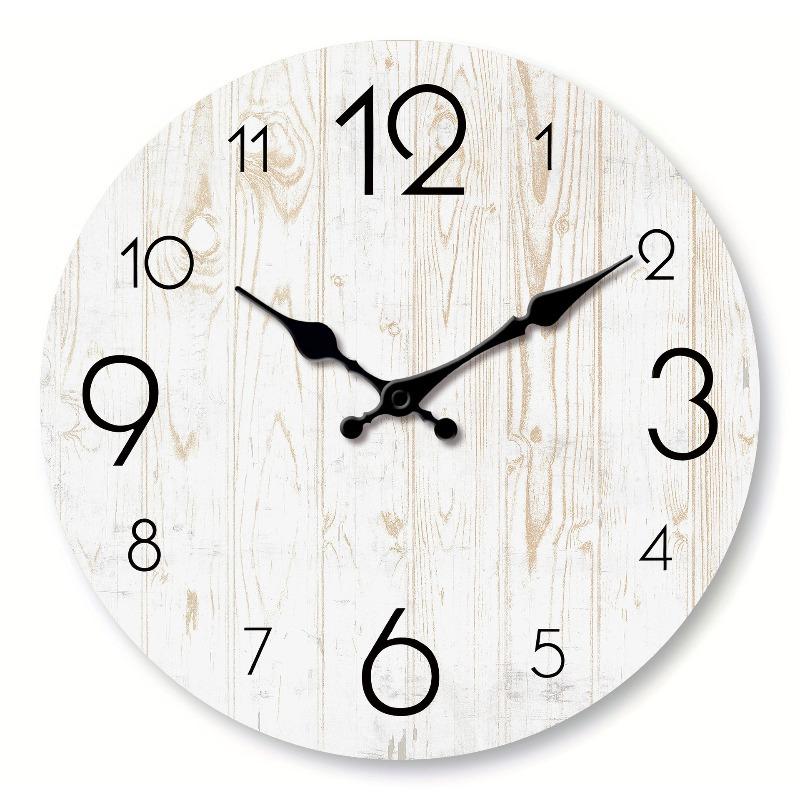 Modern Imitation Wood Grain Texture Pattern Wooden Wall Clock, Living Room Bedroom Kitchen Home Decoration Wall Clock, 10 Inches 12 Inches  No Battery