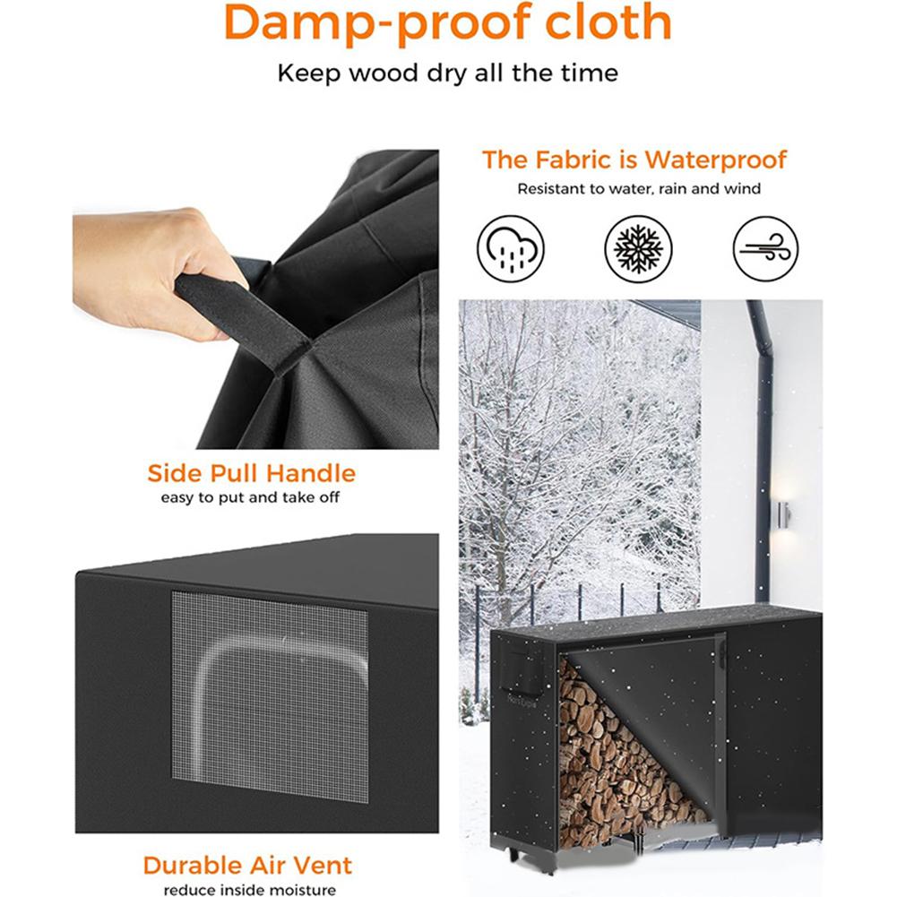 Sturdy Firewood Cover with 600D Oxford Fabric Weatherproof and Easy Access Zipper for Quick Firewood Retrieval