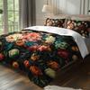 3pcs Vintage Floral Bedding Duvet Cover Set Bohemian Floral Bedding Quilt Set Dark Floral Themed Bed Quilt Set Luxury