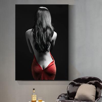 Moderne donne sexy che fumano in bianco e nero con cappello dal labbro rosso pittura su tela immagini di arte della parete per soggiorno Cuadros Home Decor