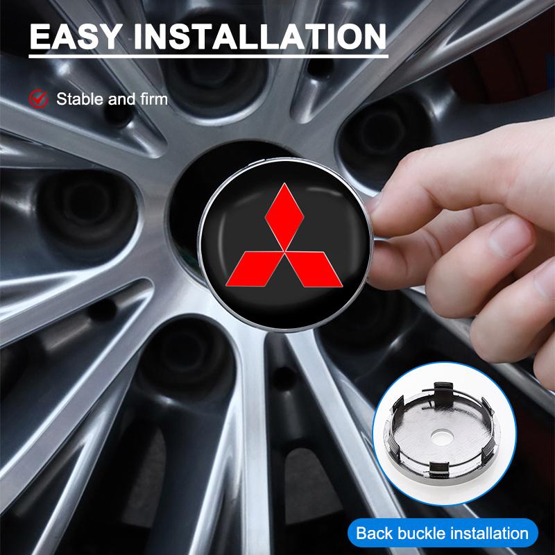 4pcs 60mm Car Wheel Center Hub Cap Rim Cover Emblem Sticker For Mitsubishi Asx Lancer Outlander Pajero Ralliart car Accessories fxcr23