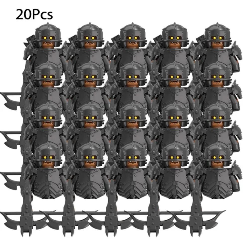 

12СМ 20шт Середньовічні Військові Володар Ельфійської Гвардії Армія Орки Гноми Воїни Володар Кілець Дитячі Міні Збірні Фігурки Будівельних Блоків