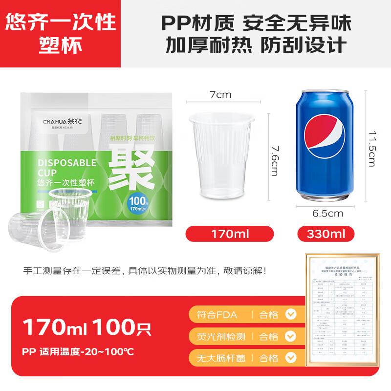 Chahua 170ml Disposable PP Plastic Cups, 100-Pack