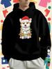 Fun Christmas Corgi with Red Santa Hat Unisex Print Hoodie, Fun Christmas Corgi with Red Santa Hat Unisex Gift, Unisex Print Pullover Hoodie, Plus Siz