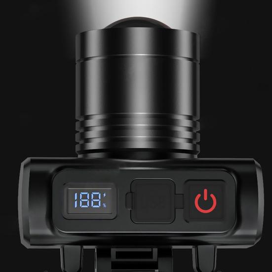 LED Headlamp Rechargeable Flashlight with Motion Sensor Digital Display High Lumens Waterproof Emergency Headlamp