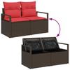 Garden Sofa Set with Cushions and Storage 6 Pieces Brown Poly Rattan