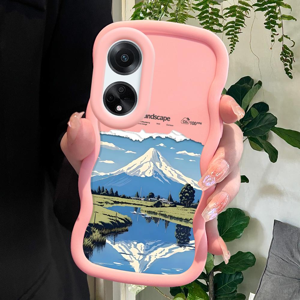 

Окрашенный узор Big Wave Edge Мягкий силиконовый материал Macaron чехол для телефона противоударный защитный резиновый чехол для OPPO Reno Realme OPPO A53 2020 розовый