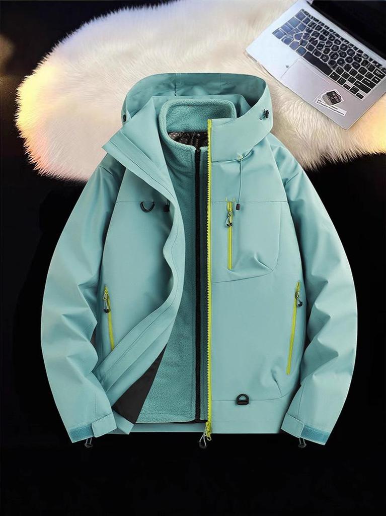Men's Three-in-One Graphene Hooded Ski Jacket for Autumn/Winter