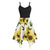 Summer Print  Straps Collision Color Splicing Irregular Dresses