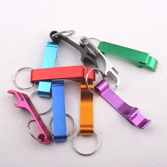 5Pcs Alloy Bottle Opener with Keychain Ring Compact Lightweight Versatile Portable Bottle Opener Keyring Accessory