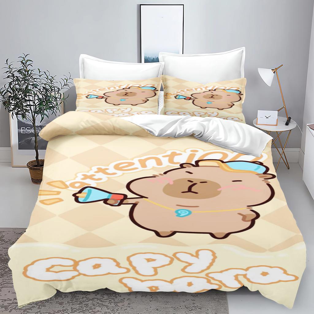 New 3d Print Kawaii Animal Capybara Bedding Set Boys Girls Twin Queen Size Duvet Cover Pillowcase Bed Kids Adult Home Textiles