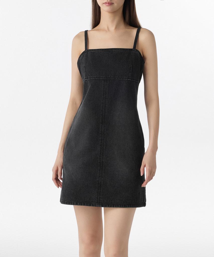 Musinsa Standard Woman Women'S Denim Strap Mini Dress [Washed Black]