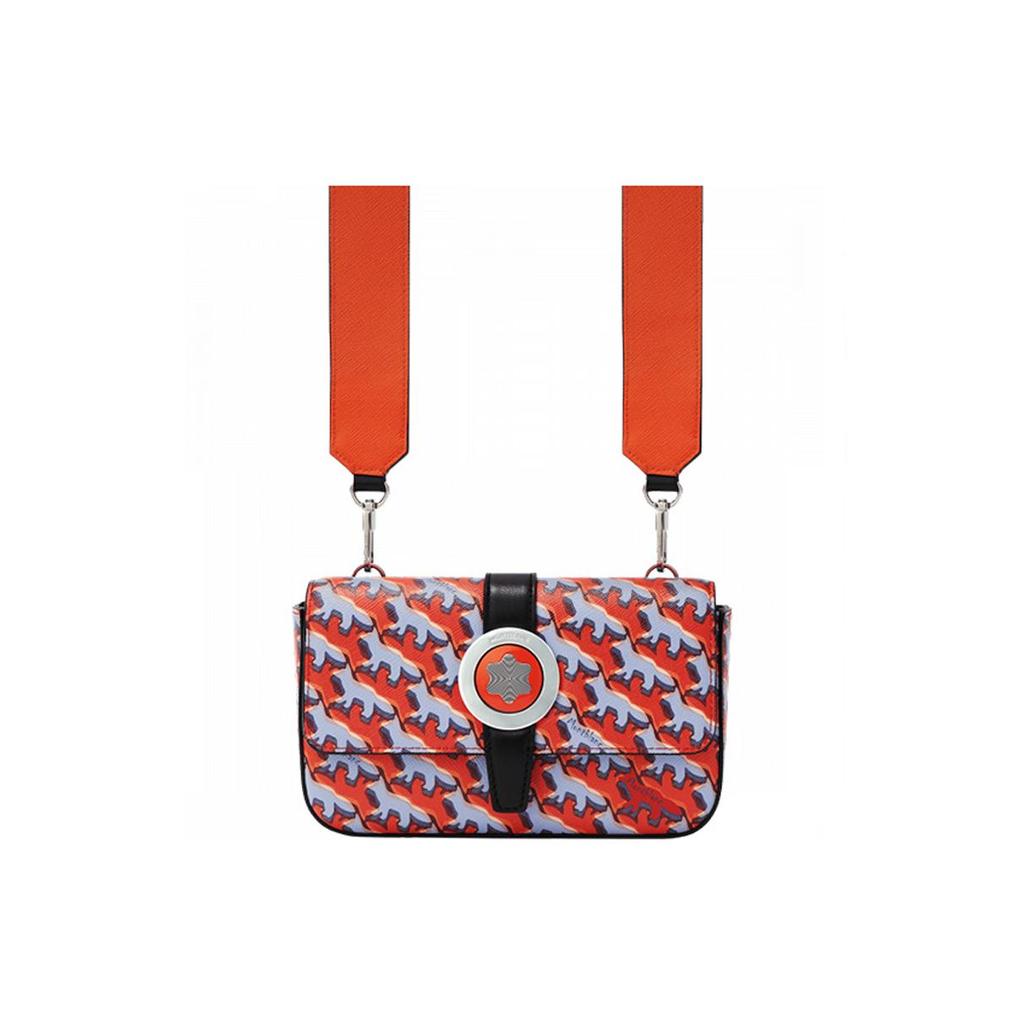 Montblanc X Maison Kitsuné Collaboration Casual Logo Leather Clutch Crossbody Bag Men Bags Orange 129017