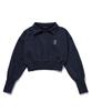 Women'S Collared Crop Sweatshirt Vintage Navy