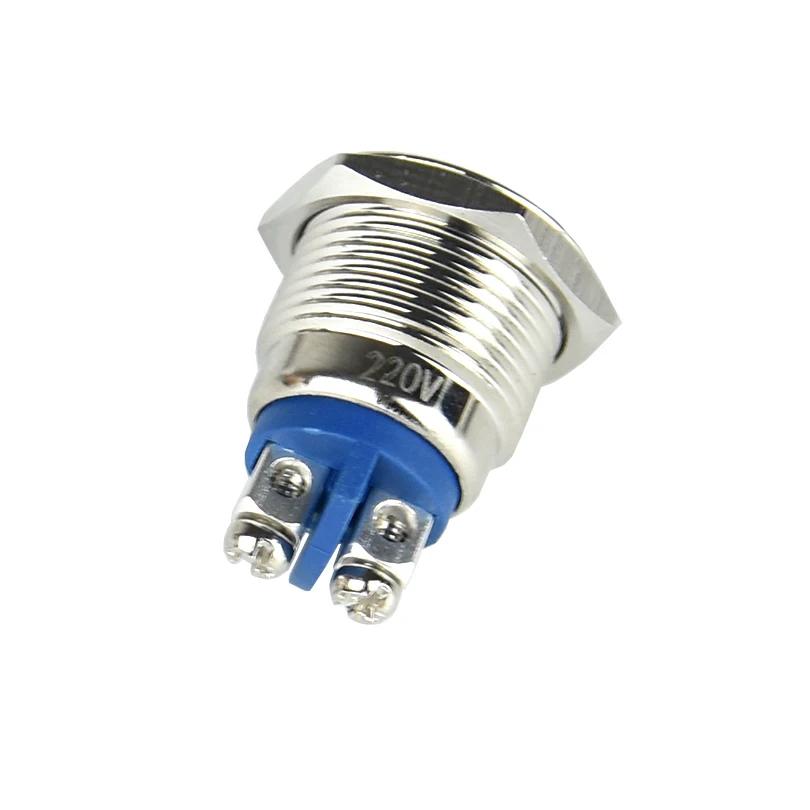 LED Indicator 16mm Metal Waterproof Indicator Lead Terminal With Bolt Foot Ring Connector 12V 220V Red  Orange Green Blue White