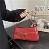 Fashion Solid Color Oily Leather Light Luxury Exquisite Underarm Bag Women's Large Capacity French Personalized Belt Casual Shoulder Bag