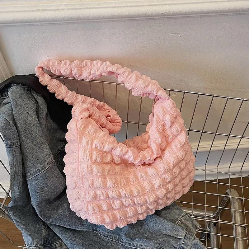 

Женская сумка через плечо Cloud Bubbles из мягкого нейлона, большая вместительная сумка, повседневная сумка-шоппер 35x10x26cm розовый