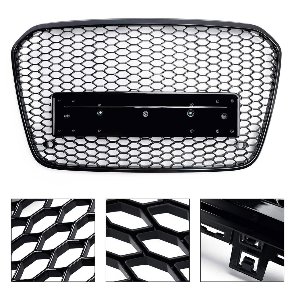 RS6 Style Honeycomb Front Bumper Grille Grill Fit A6 C7 S6 2012-2015