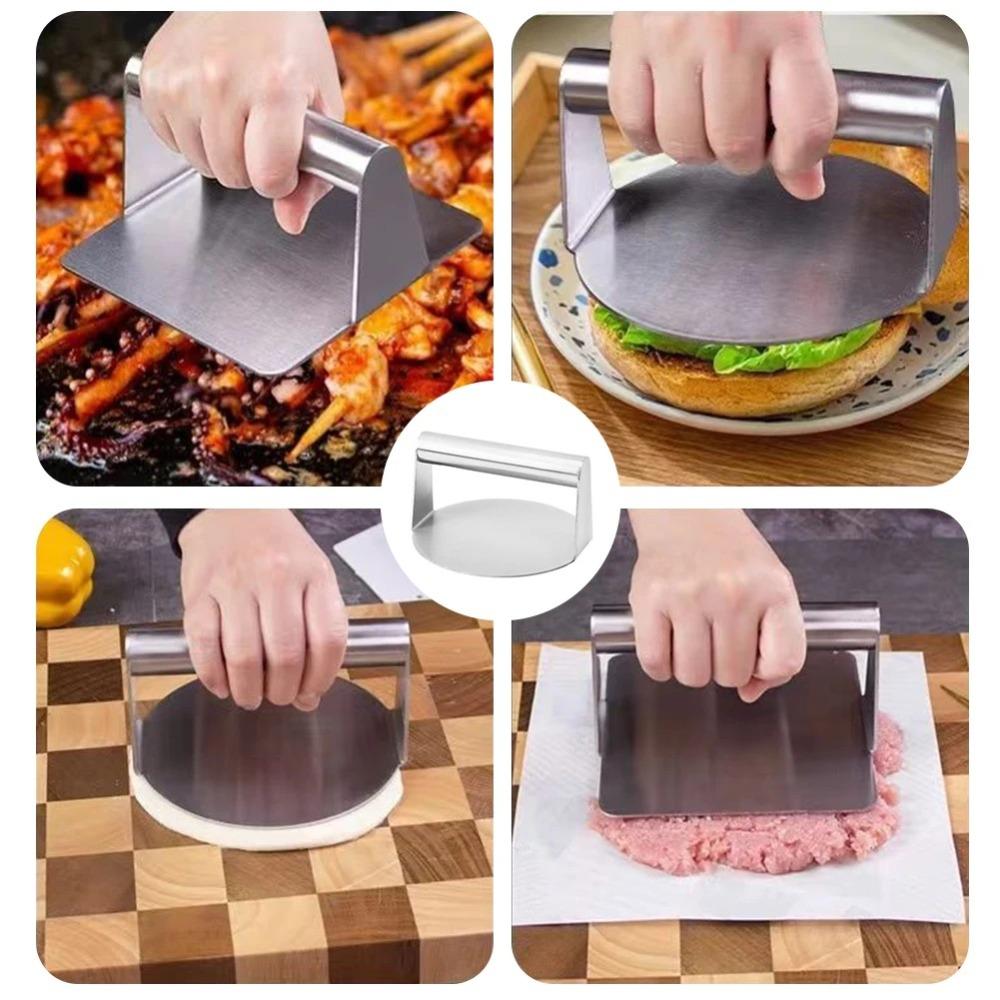 Grill Press Stainless Steel Smash Burger Press No Rust Round Stainless Steel Grill Press Burger Smasher Professional Cooking