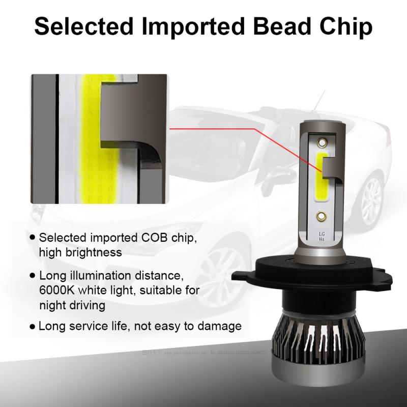 LED Headlight Conversion COB Bulb H7 LED H11 9005 9006 9W 12000LM White High Power 6000K Headlight Bulb mini led lens h7