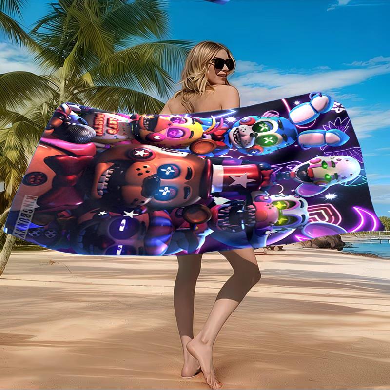 Fnaf Horror Zirkus Strandtuch Mikrofaser Strandtuch, Leicht und Schnelltrocknend, für Sommerreisen, Schwimmbad Fan Geburtstagsgeschenk