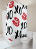 Lips and XOXO Pattern Shower Curtain - Stylish and Fun Bathroom Decor Waterproof  Durable  Suitable for Wet and Dry Separation