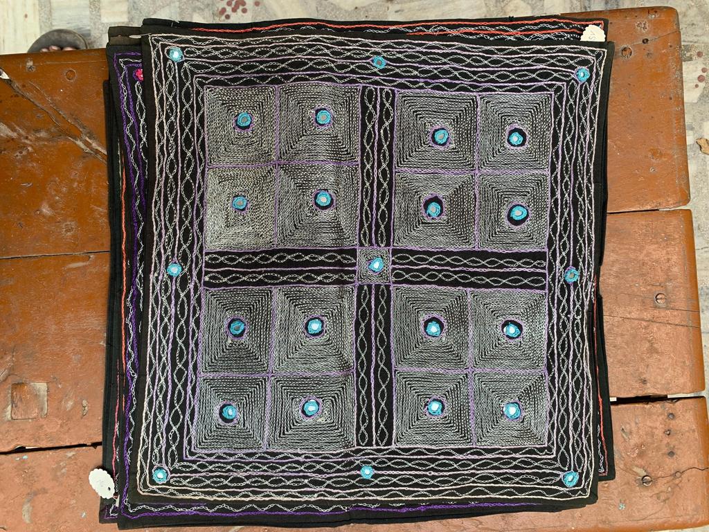 Hand Embroidered Cotton Pillow Cover: Bohemian Cushion (40"x 40")