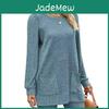 Elastic Winter Pocket Autumn Ribknit Top Solid Loose Casual Bubble Sleeve Tshirt For Women