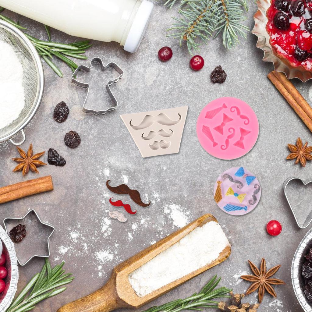 Bowtie Mustache Silicone Molds Fondant Fondant Cake Molds Making Pastry Chocolate Molds Baking Decorating Tool Nonstick